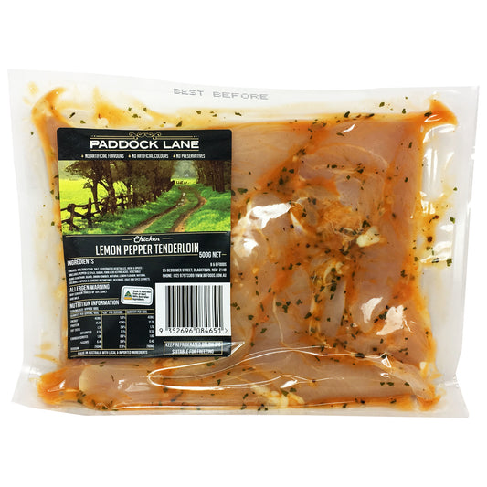 Chicken - Tenderloins - Lemon & Pepper (500g) Paddock Lane