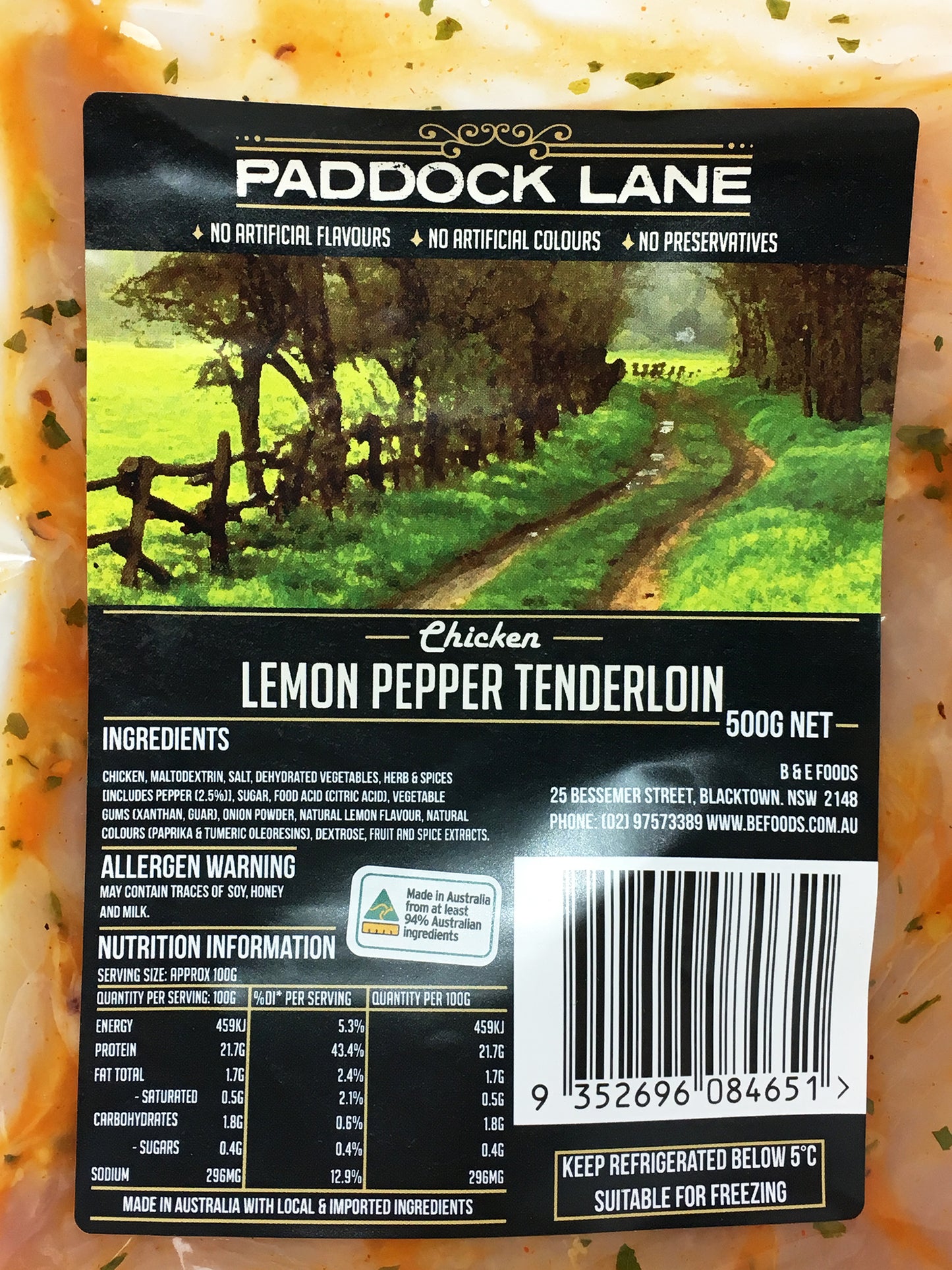 Chicken - Tenderloins - Lemon & Pepper (500g) Paddock Lane
