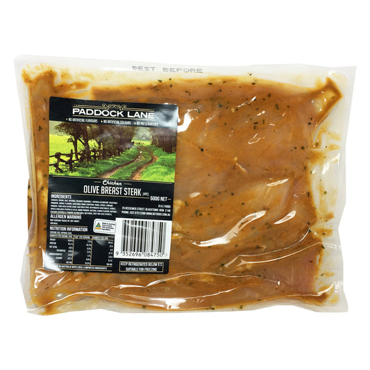 Chicken - Olive Breast Steak (4 pieces, 500g) Paddock Lane