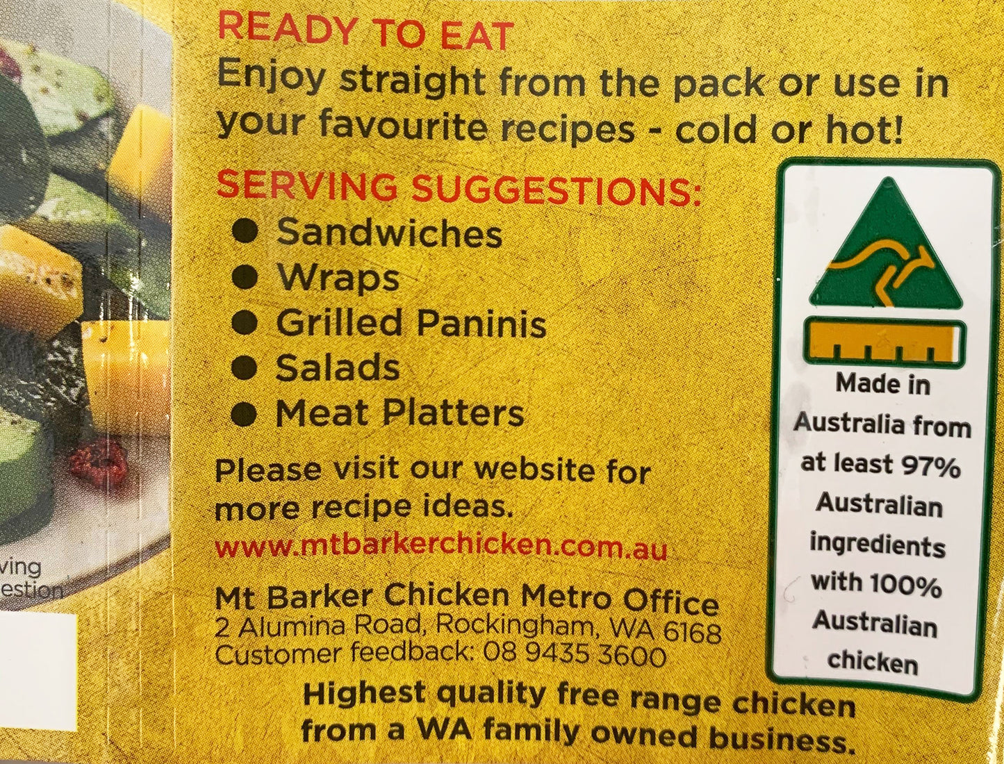 Mt Barker Fully Cooked and Ready to Eat Carved Chicken Breast 250g