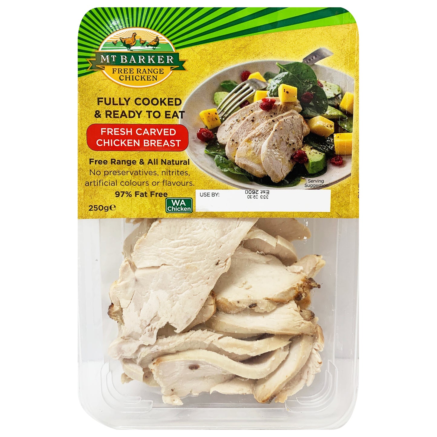 Mt Barker Fully Cooked and Ready to Eat Carved Chicken Breast 250g