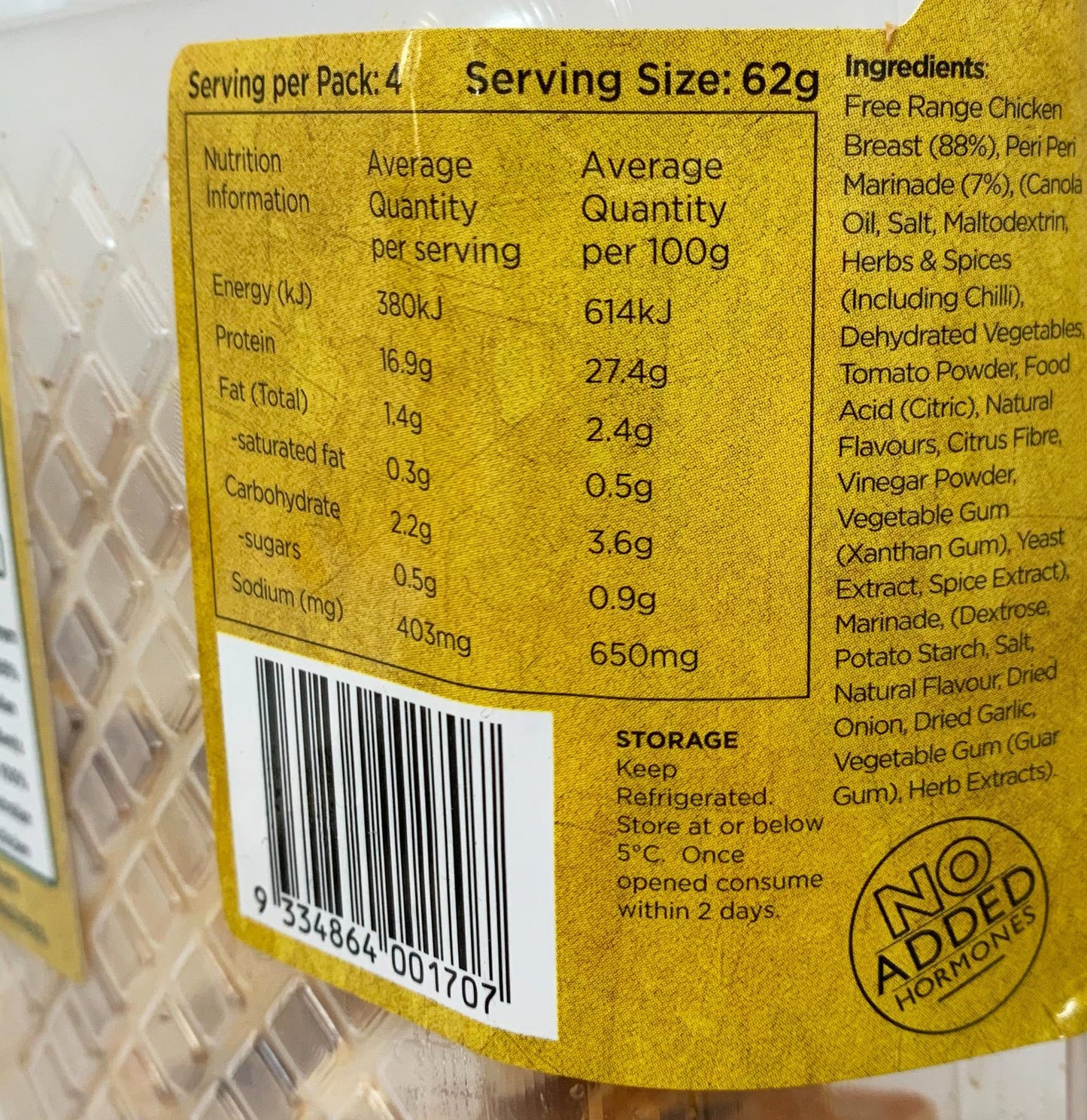 Mt Barker Fully Cooked and Ready to Eat Peri Peri Diced Chicken Breast 250g