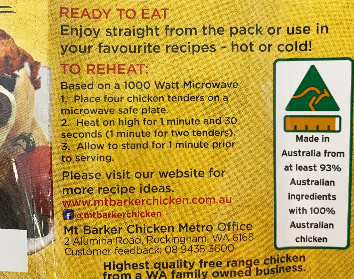 Mt Barker Fully Cooked and Ready to Eat Tuscan Tenders Rosemary and Garlic 250g