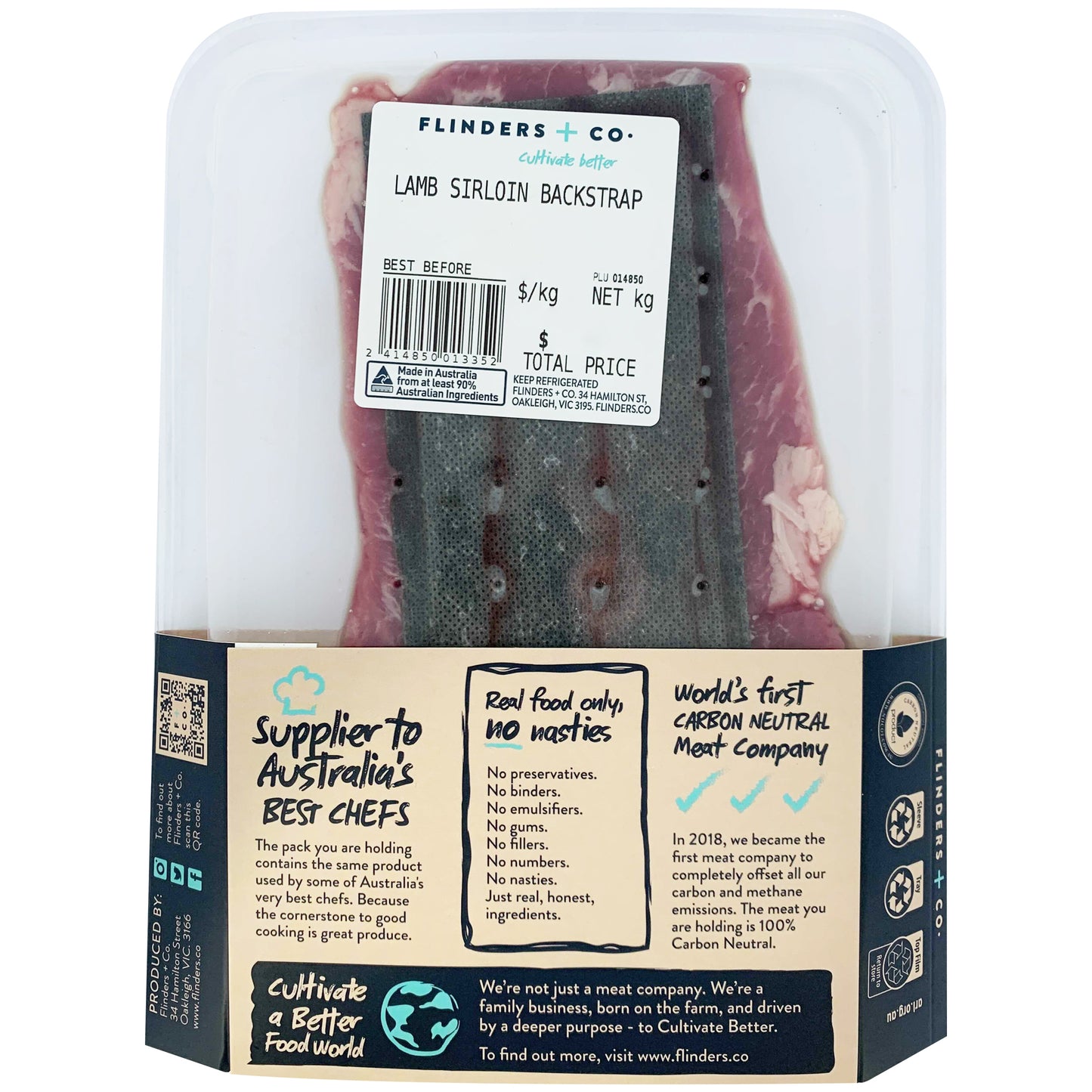 Flinders and Co Carbon Neutral Lamb Sirloin Backstrap 200-400g