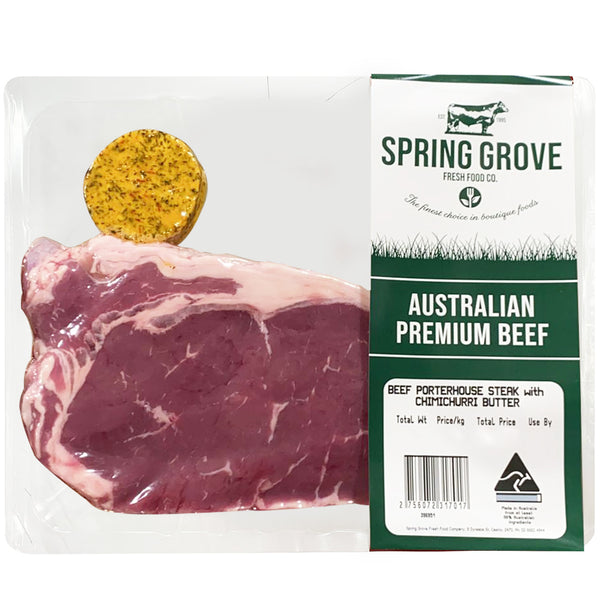 Spring Grove Beef Porterhouse Steaks with Chimichurri Butter | Harris Farm Online