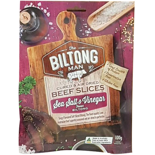 The Biltong Man Sea Salt Vinegar Beef Biltong | Harris Farm Online