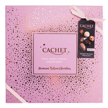 Cachet - Unique Belgian Chocolates - Milk, Dark & White Assortment (24 pieces, 315g)
