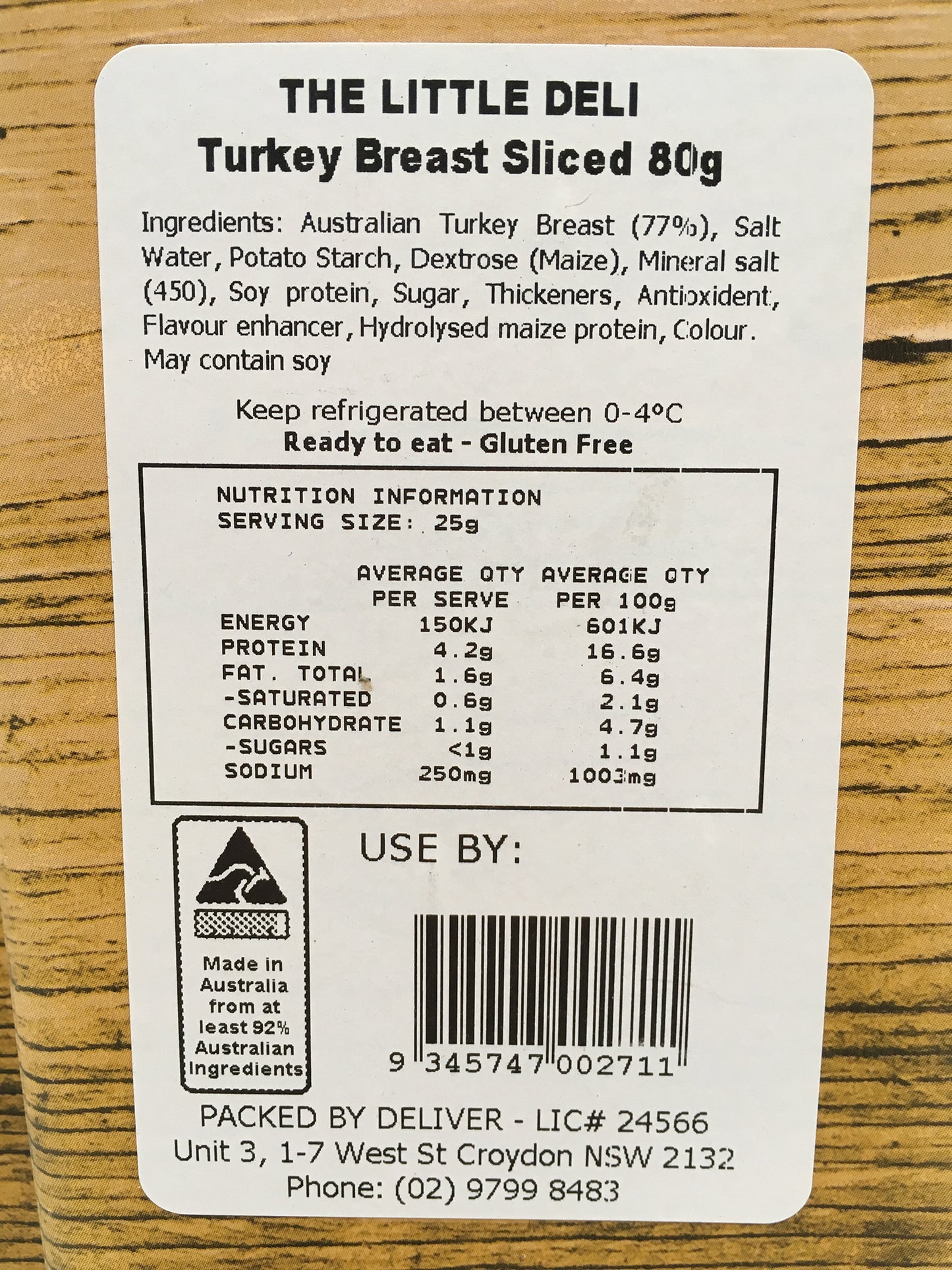 Deli - Turkey Breast Sliced (80g) The Little Deli