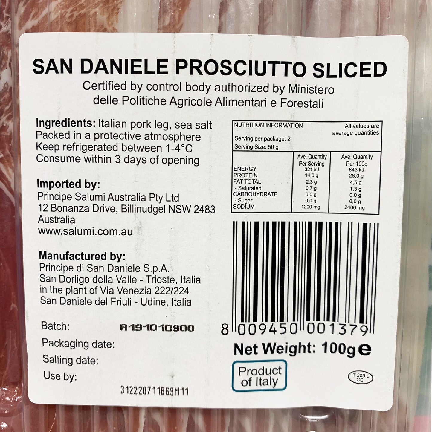Deli - Prosciutto San Daniele (100g) Fresco Prosciutto