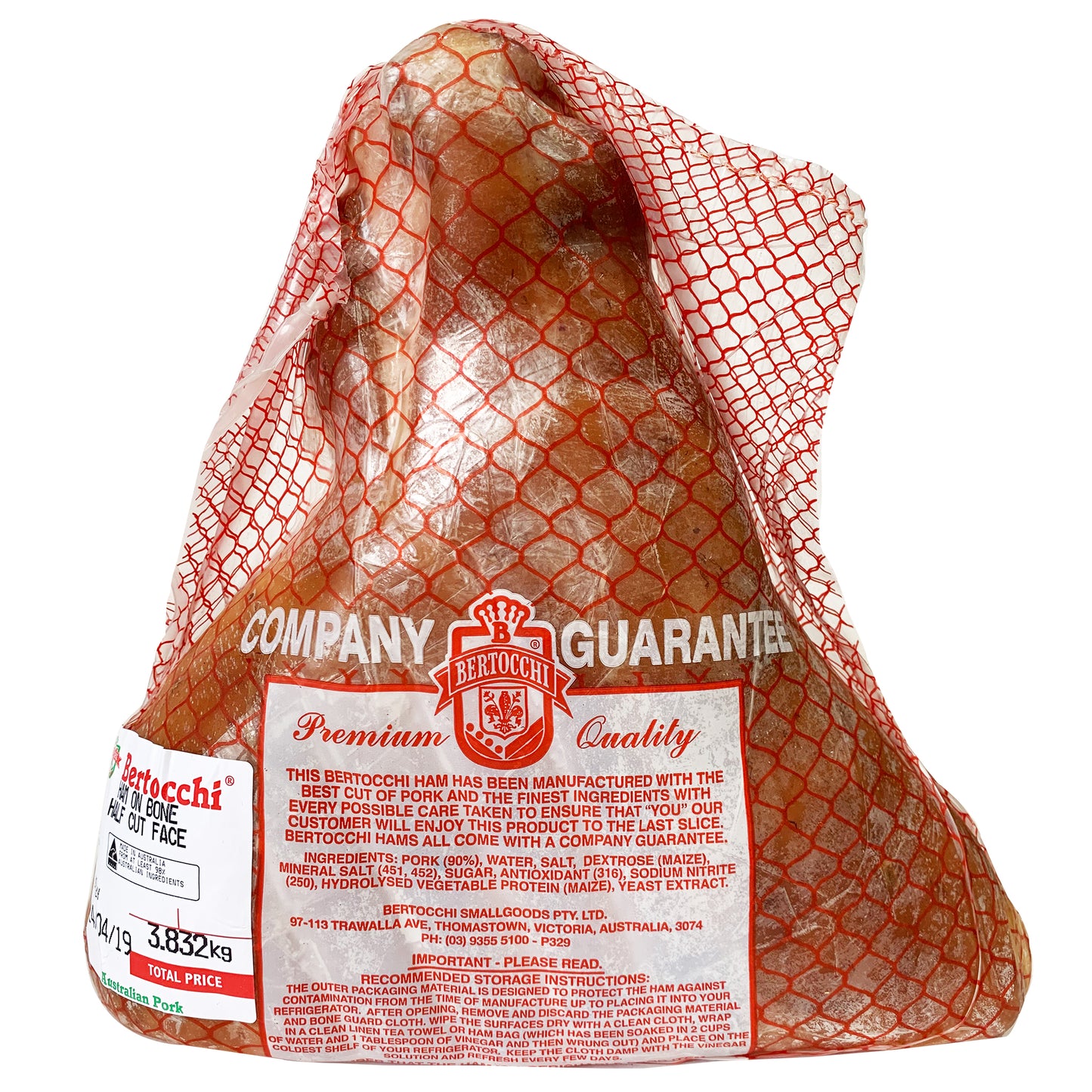 Ham - Leg Half Cut - smoked, on Bone (2Kg-4.5kg) Bertocchi