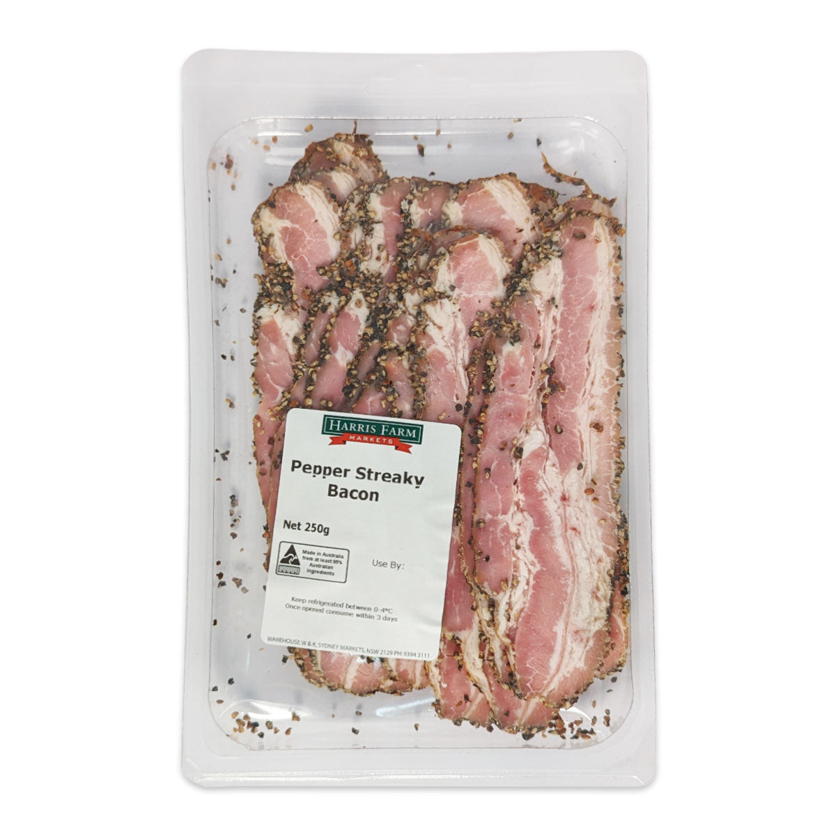 Harris Farm Australian Streaky Pepper Bacon 250g | Harris Farm Online