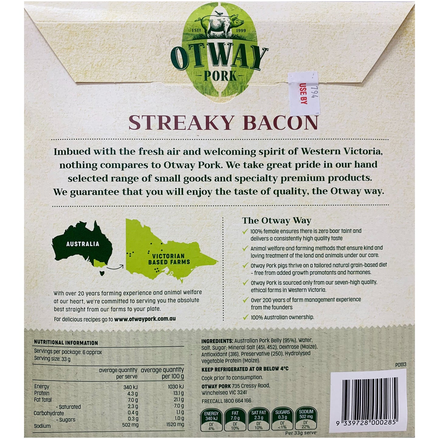 Otway Pork - Streaky Bacon | Harris Farm Online