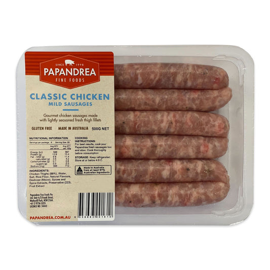 Papandrea Fine Foods Classic Chicken Sausages 500g | Harris farm Online