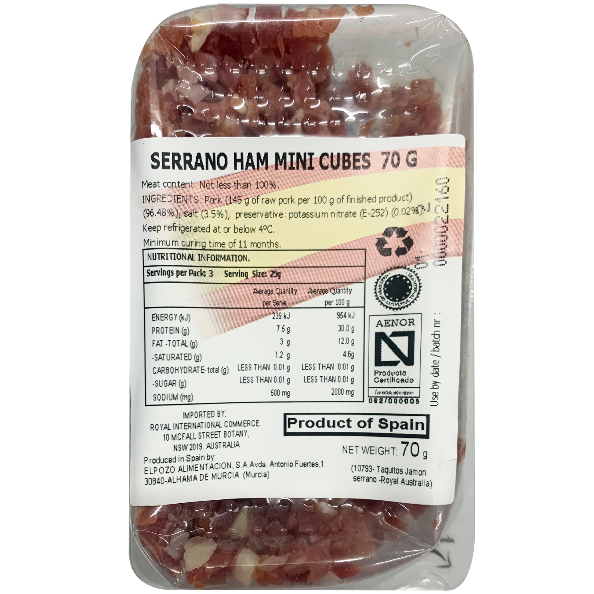 El Pozo Jamon Serrano Ham Mini Cubes | Harris Farm Online