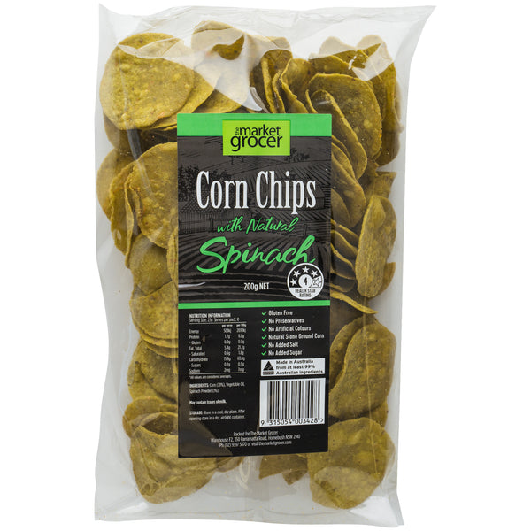 The Market Grocer Corn Chips Spinach | Harris Farm Online