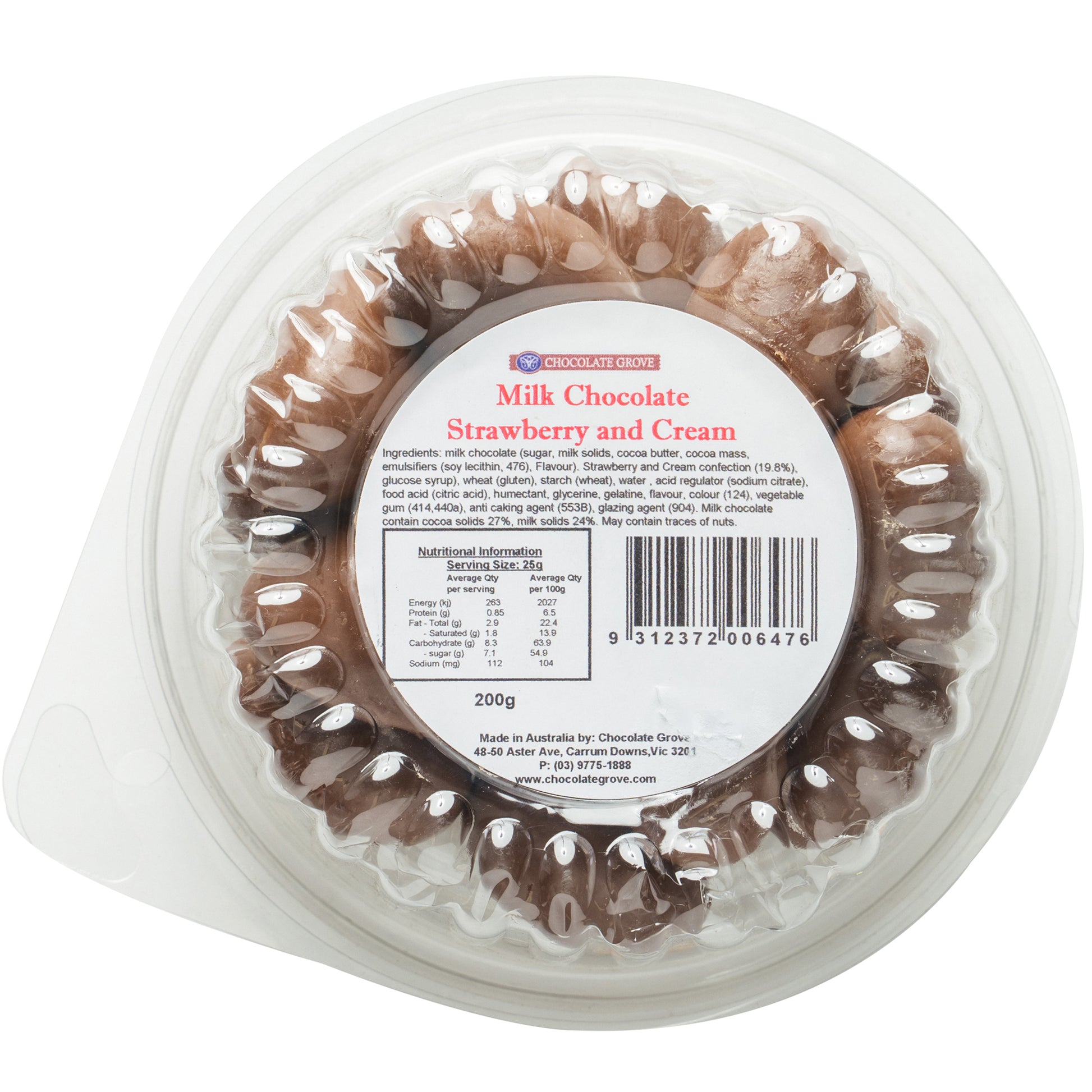 Choc Grove Milk Chocolate Strawberry Cream | Harris Farm Online