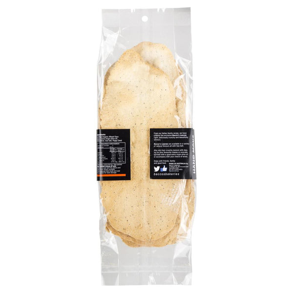 Bacco's Leaves - Flatbread Organic Wheat - Poppy Seed | Harris Farm Online