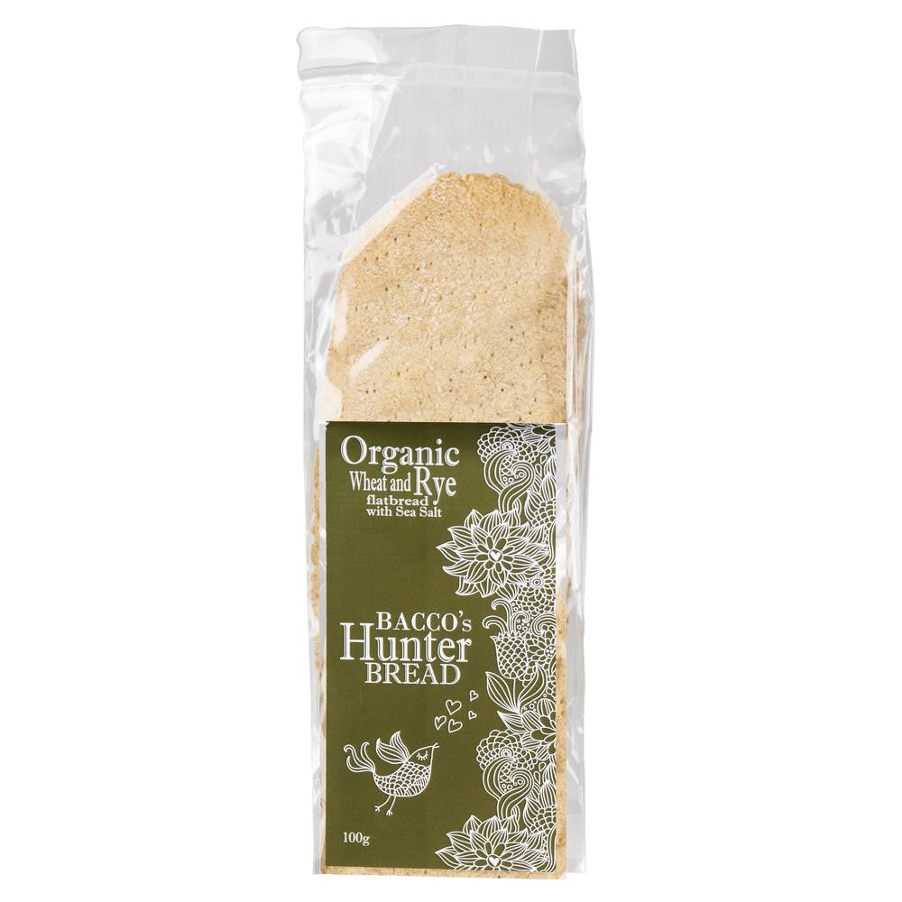 Bacco's Hunter Bread Organic Wheat and Rye Flatbread with Sea Salt 100g , Grocery-Biscuits - HFM, Harris Farm Markets
 - 1
