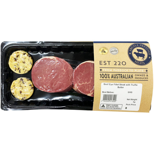 Argyle Prestige Beef Eye Fillet Steak with Truffle Butter 200-400g