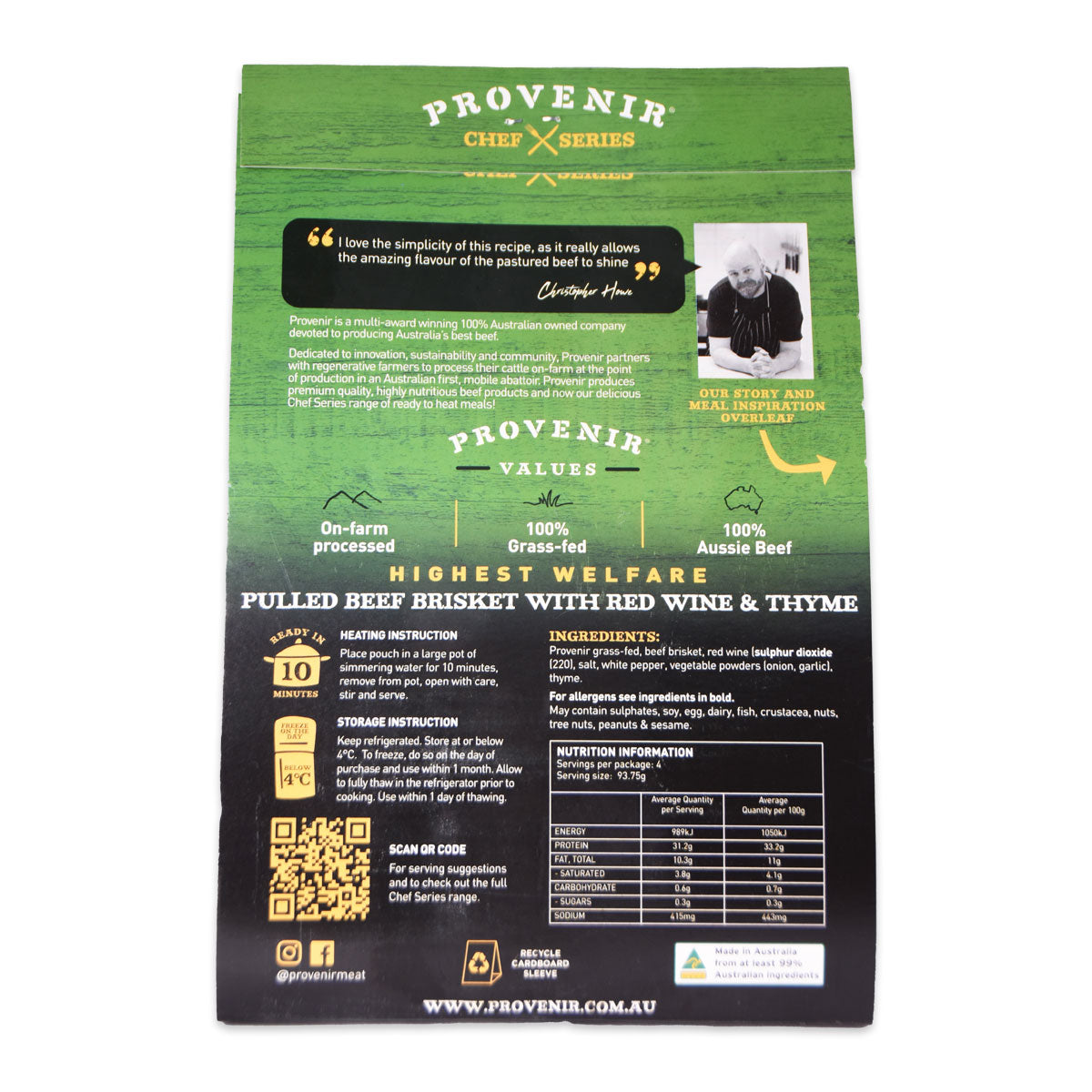 Provenir Pulled Beef Brisket with Red Wine and Thyme 375g | Harris Farm Online