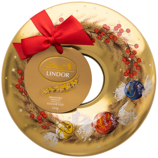 Lindt Lindor Assorted Chocolate Wreath Tin | Harris Farm Online
