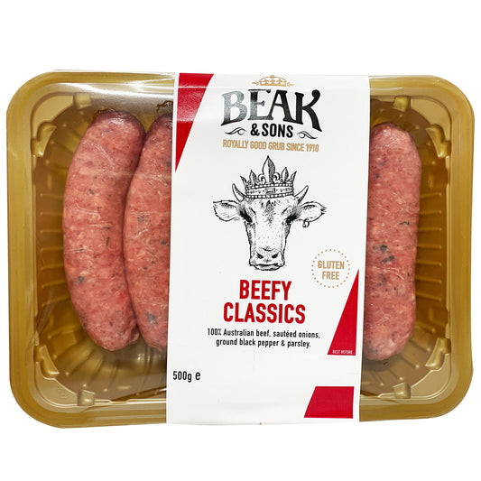 Beak and Sons Classic Beefy Sausages 500g