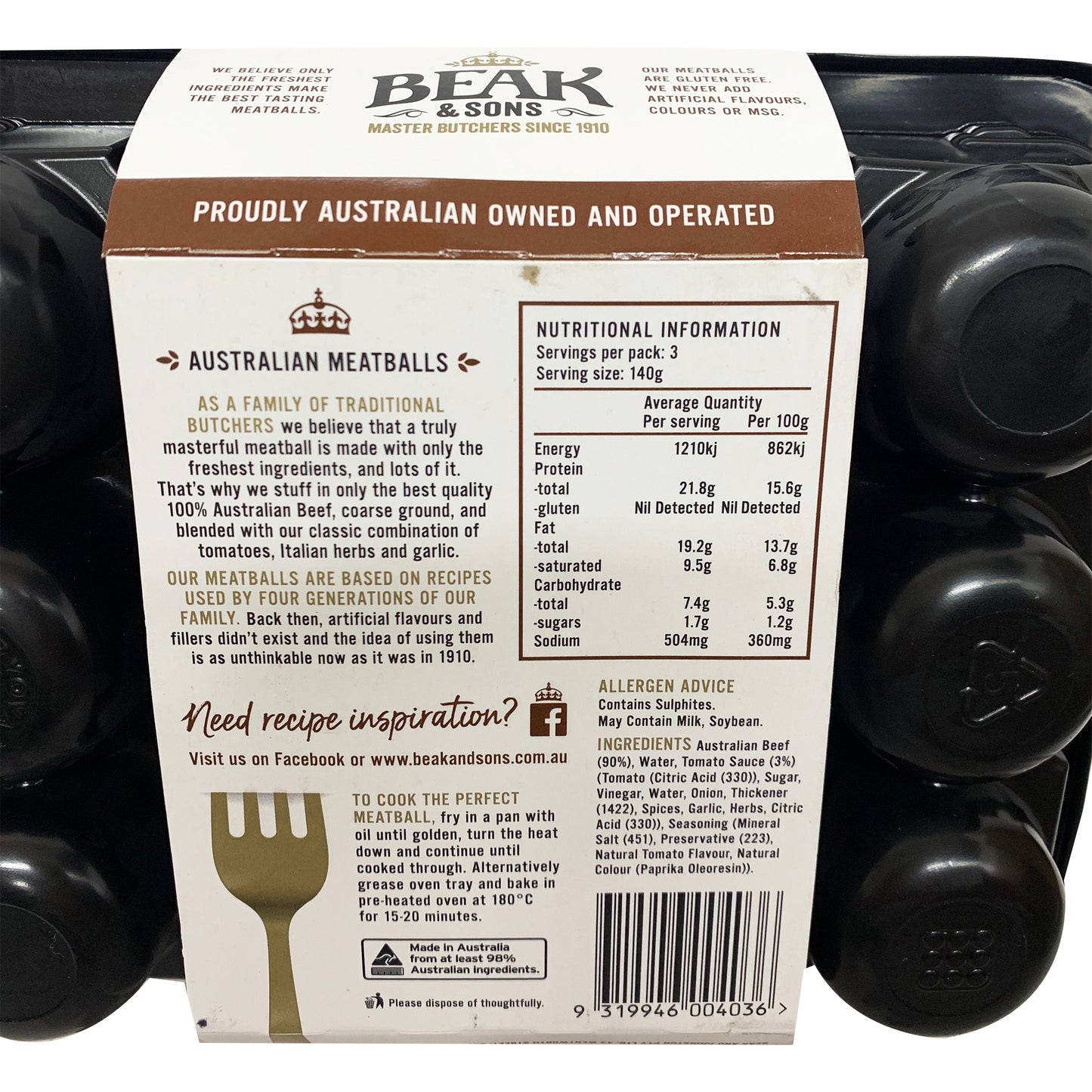 Beak and Sons Classic Beef Meatballs 420g