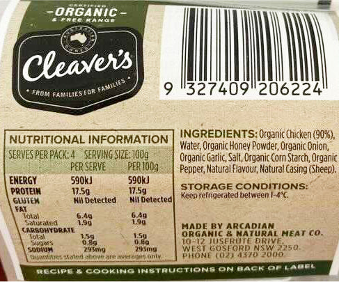Cleaver's Organic Chicken Chipolatas | Harris Farm Online