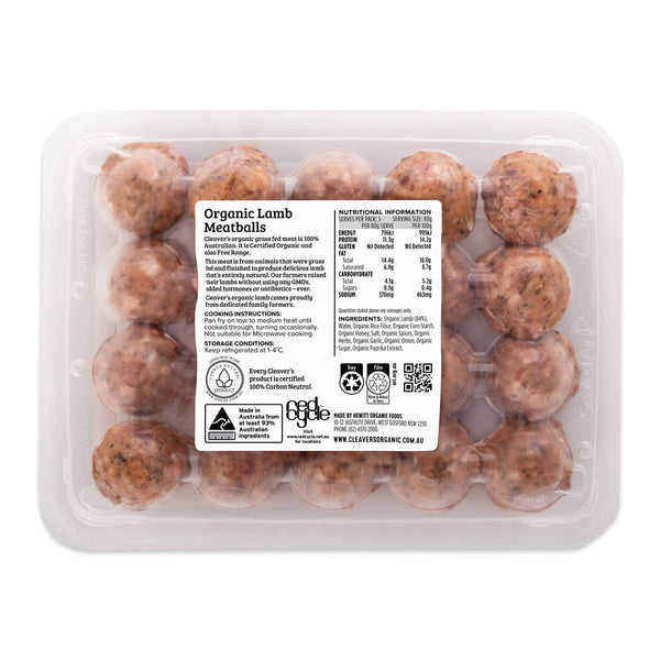 Cleaver's Organic Grass Fed Lamb Meatballs 400g | Harris Farm Online