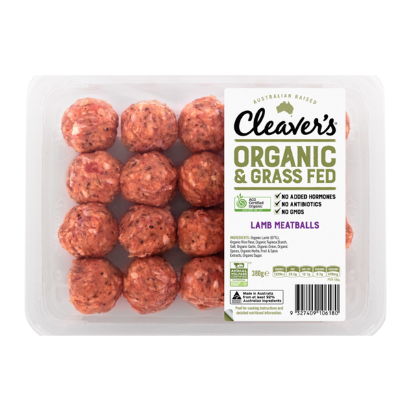 Cleaver's Organic Grass Fed Lamb Meatballs 380g