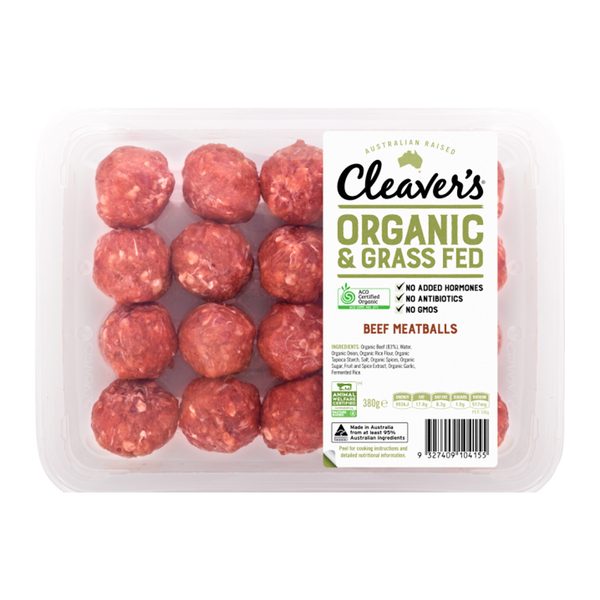 Cleaver's Organic Free Range and Grass Fed Beef Meatballs 400g Harris