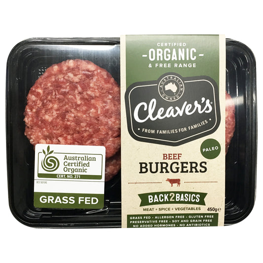 Beef - Burgers Organic (4 pieces, 450g) Cleavers