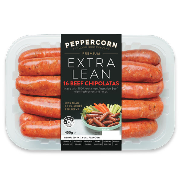 Peppercorn Extra Lean Beef Chipolatas 450g