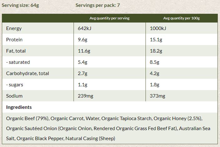 Cleaver's Organic Free Range and Grass Fed Beef Honey Chipolatas | Harris Farm Online
