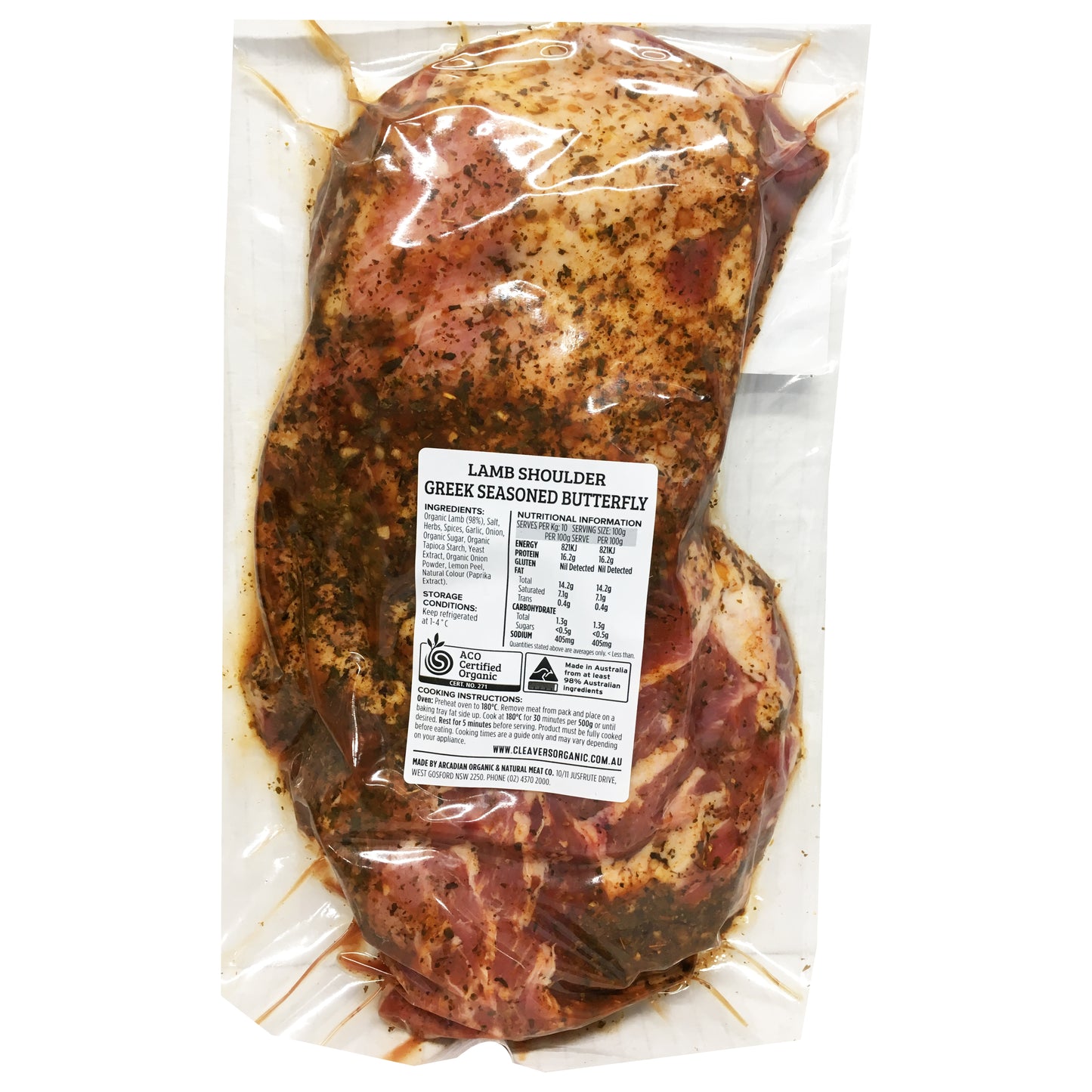Lamb - Butterfly Shoulder - Greek Seasoned - Organic (650-950g) Cleavers