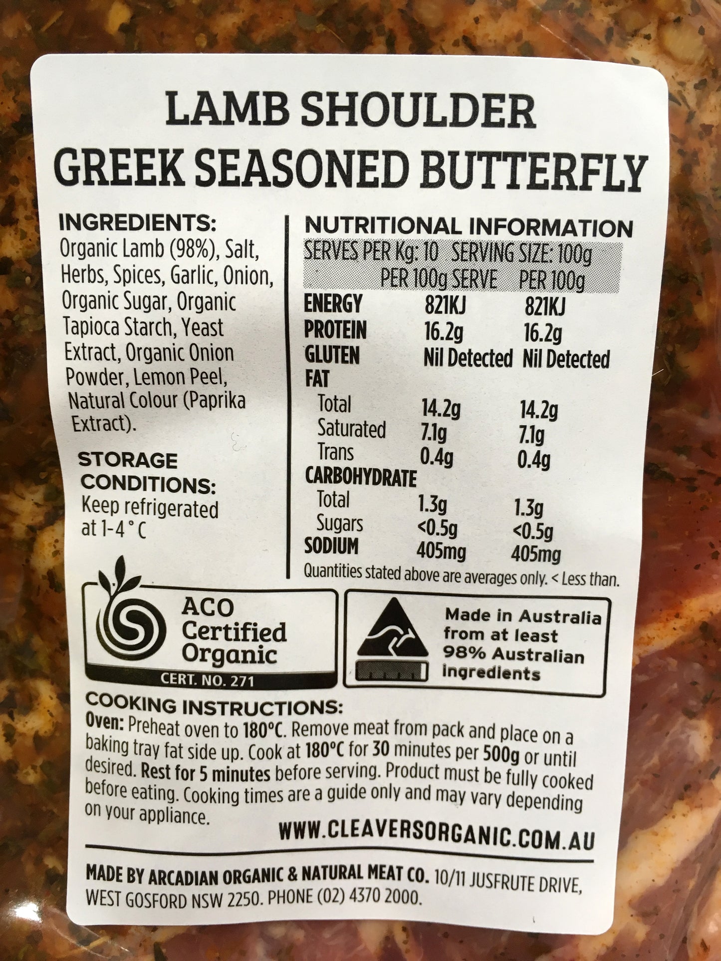 Lamb - Butterfly Shoulder - Greek Seasoned - Organic (650-950g) Cleavers