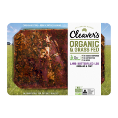 Cleavers Organic and Grass Fed Lamb Butterflied Leg Oregano and Mint 900-1.5kg