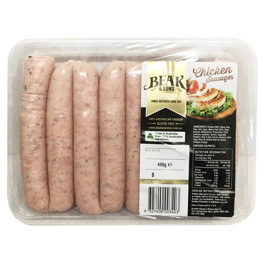 Sausages - Chicken (490g) Beak & Sons