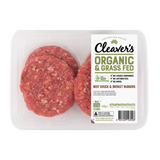 Cleaver's Organic Free Range and Grass Fed Beef Chuck and Brisket Burgers x4 450g