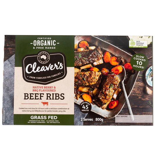 Cleaver's - Beef Ribs - Native Berry & BBQ Flavoured - Organic (800g)