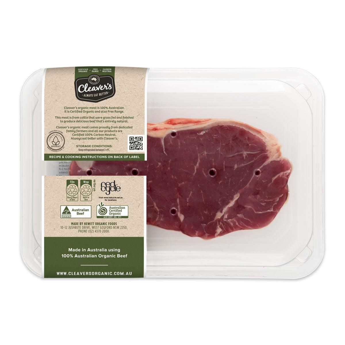 Cleaver's Organic Free Range and Grass Fed Porterhouse Steak 150-300g | Harris Farm Online