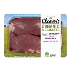 Cleaver's Organic and Grass Fed Butterflied Lamb Leg 500g-1kg