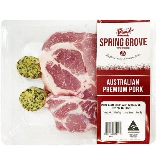 Spring Grove Pork Loin Chop with Garlic and Thyme Butter | Harris Farm Online