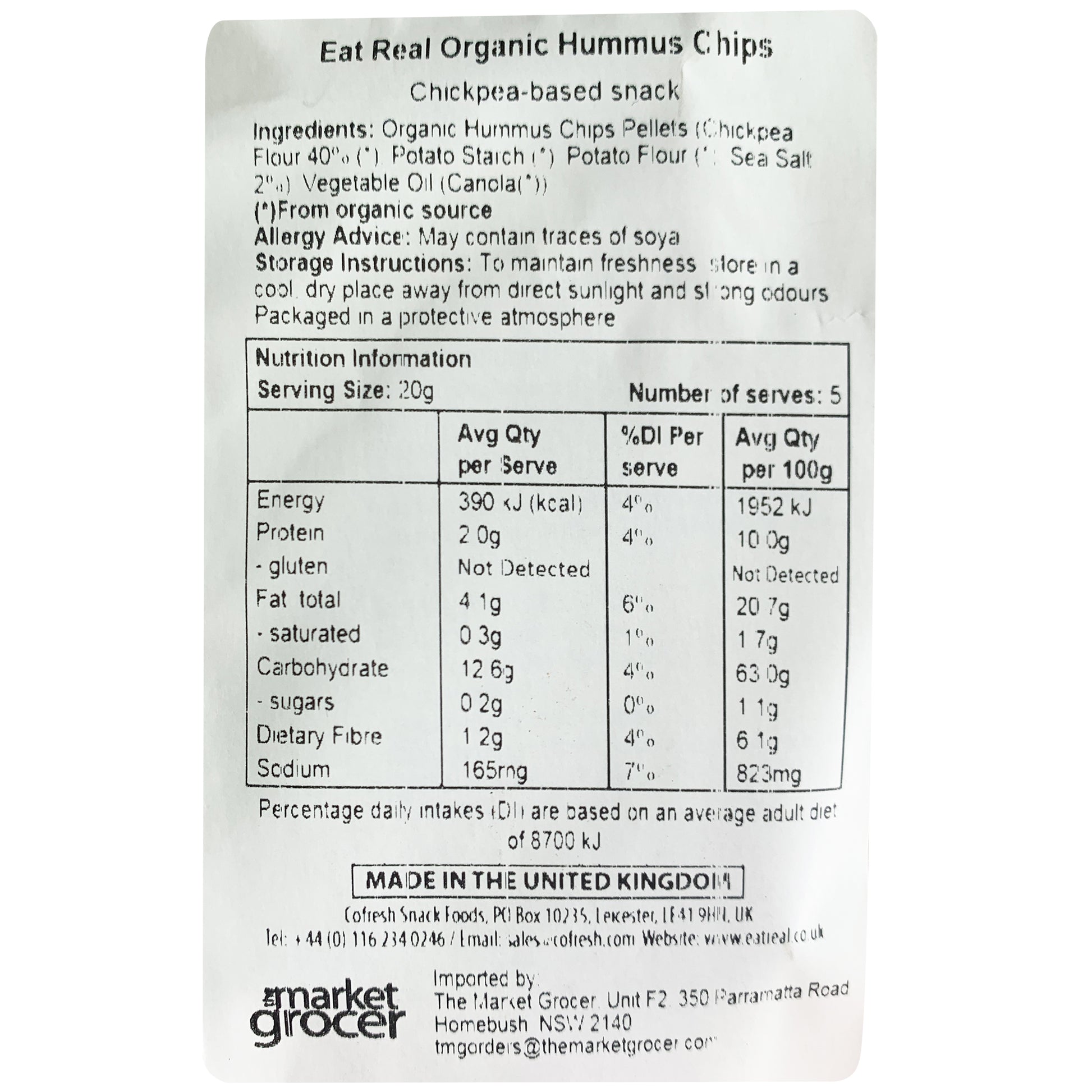 Eat Real Organic Hummus Chips Sea Salt | Harris Farm Online