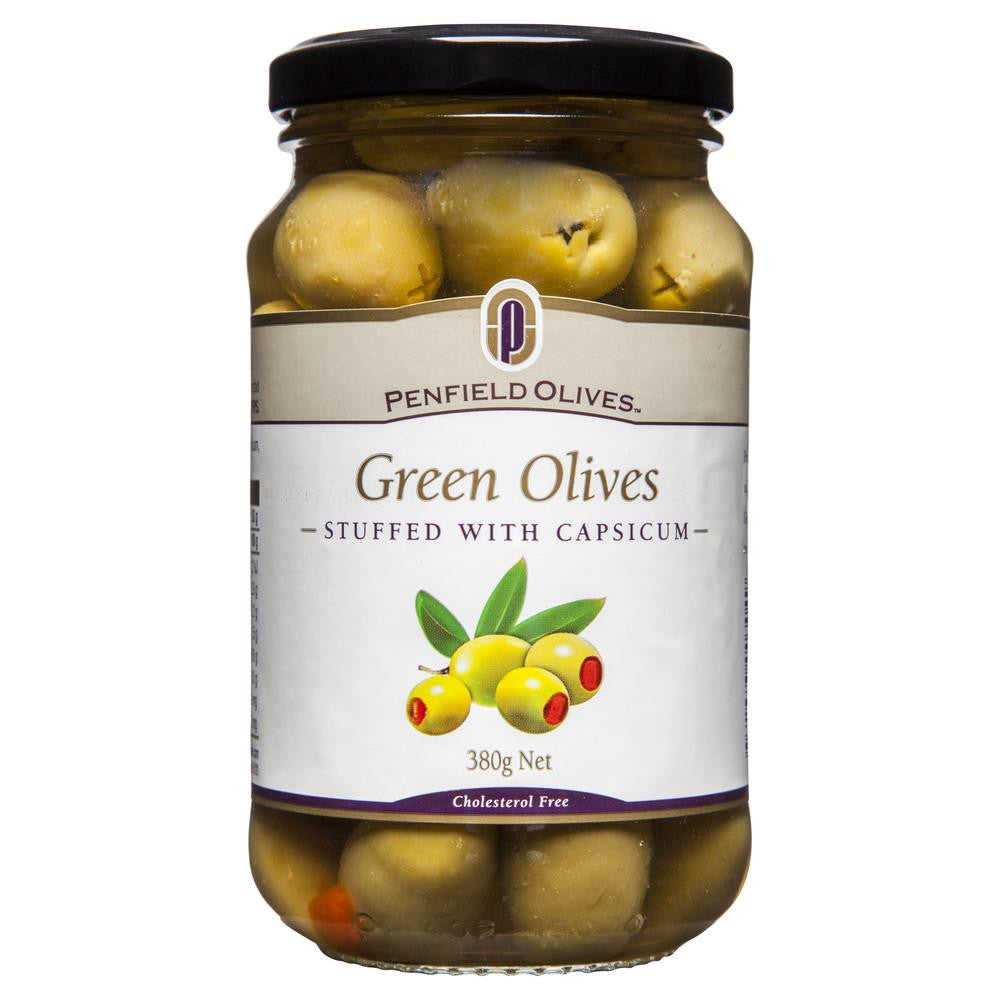 Penfield Olives Green Stuffed W' Capsicum 380g , Grocery-Antipasti - HFM, Harris Farm Markets
 - 1