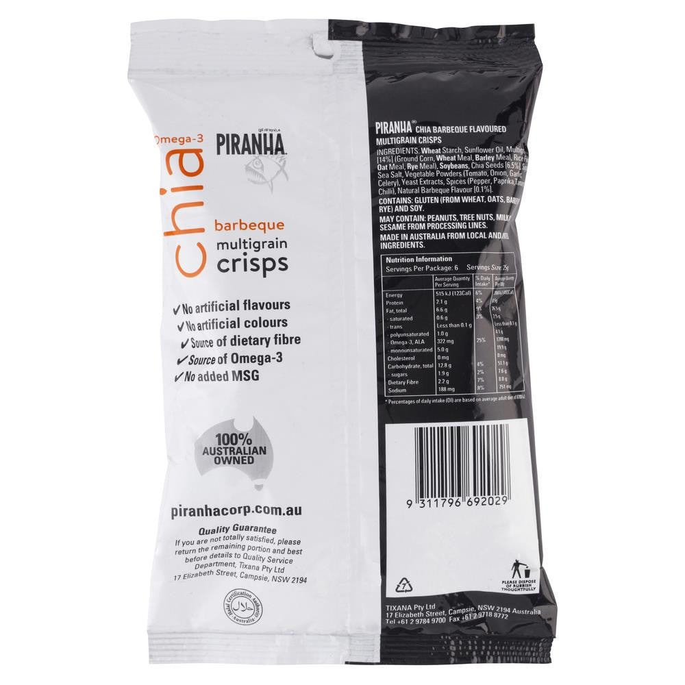 Piranha Chia Barbeque Multigrain Crisps 150g , Grocery-Confection - HFM, Harris Farm Markets
 - 2