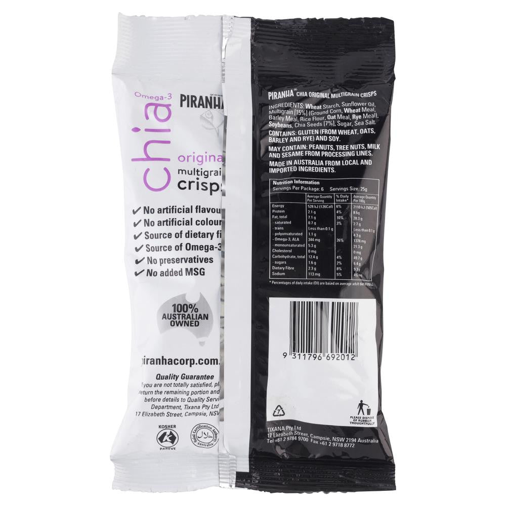 Piranha Chia Original Multigrain Crisps 150g , Grocery-Confection - HFM, Harris Farm Markets
 - 2