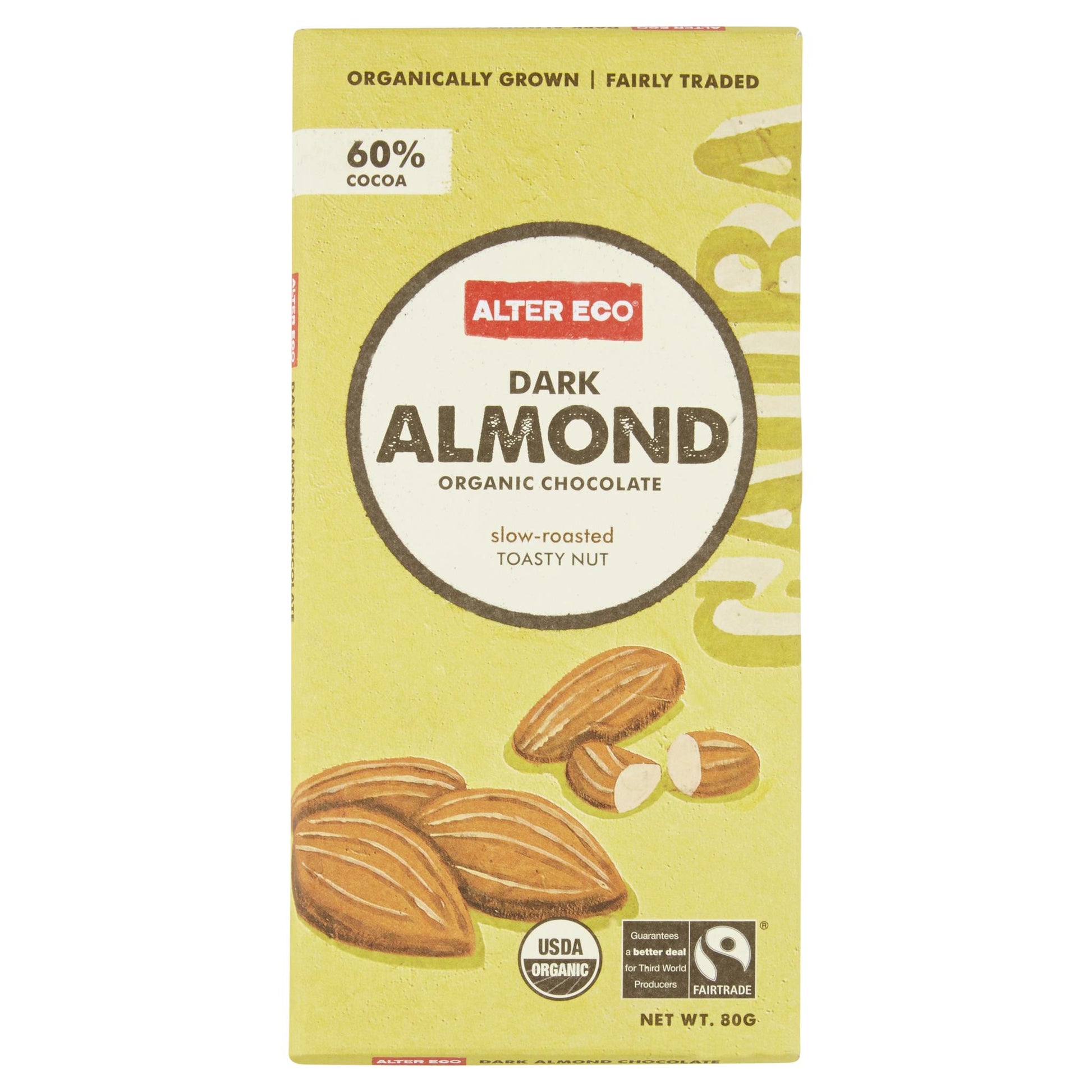 Alter Eco Dark Chocolate Almond 80g , Grocery-Confection - HFM, Harris Farm Markets
 - 1