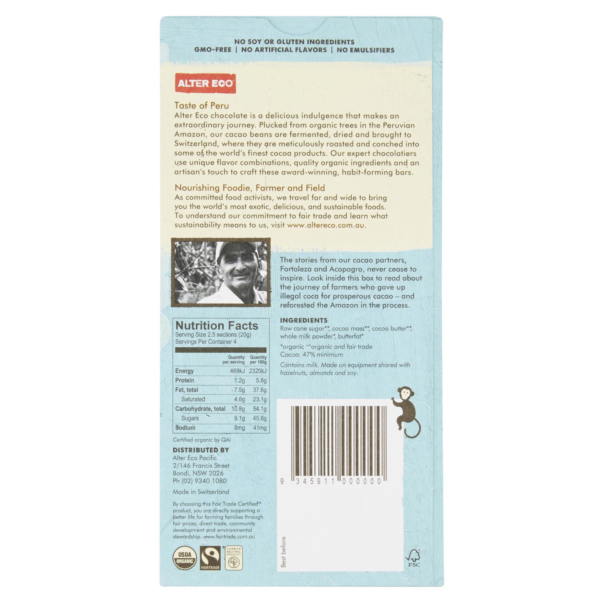 Alter Eco Dark Chocolate Velvet 80g , Grocery-Confection - HFM, Harris Farm Markets
 - 2