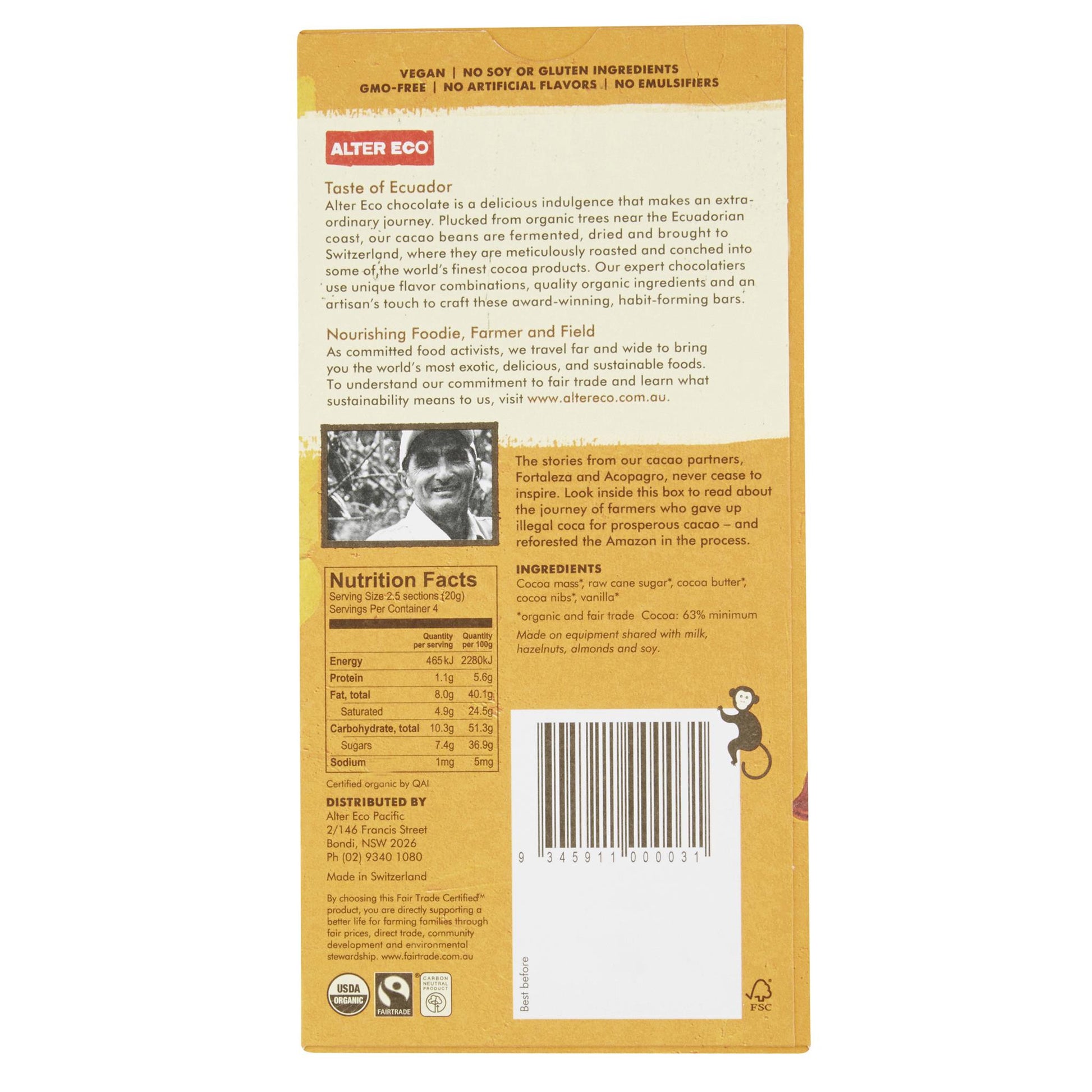 Alter Eco Dark Chocolate Cacao 80g , Grocery-Confection - HFM, Harris Farm Markets
 - 2